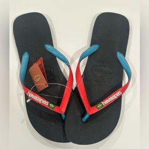 NWT Havaianas Brasil Mix Flip Flops Black/​Red Ruby Size 13M
